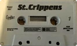 Cartridge artwork for St. Crippens on the Sinclair ZX Spectrum.