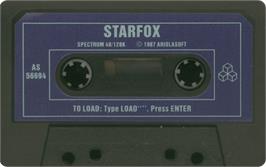 Cartridge artwork for Starfox (Cybexlab) on the Sinclair ZX Spectrum.