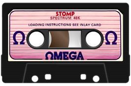 Cartridge artwork for Stomp (Omega) on the Sinclair ZX Spectrum.