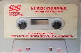 Cartridge artwork for Super Chopper on the Sinclair ZX Spectrum.
