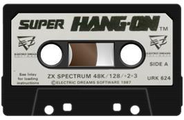 Cartridge artwork for Super Hang-on on the Sinclair ZX Spectrum.