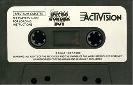 Cartridge artwork for Super Wonder Boy on the Sinclair ZX Spectrum.