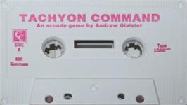 Cartridge artwork for Tachyon Command on the Sinclair ZX Spectrum.