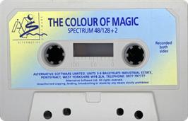 Cartridge artwork for The Colour of Magic on the Sinclair ZX Spectrum.