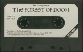 Cartridge artwork for The Forest of Doom on the Sinclair ZX Spectrum.