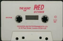 Cartridge artwork for The Hunt for Red October on the Sinclair ZX Spectrum.