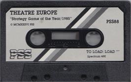 Cartridge artwork for Theatre Europe on the Sinclair ZX Spectrum.