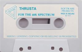 Cartridge artwork for Thrusta on the Sinclair ZX Spectrum.