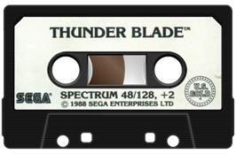 Cartridge artwork for Thunder Blade on the Sinclair ZX Spectrum.