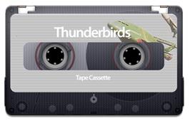 Cartridge artwork for Thunderbirds on the Sinclair ZX Spectrum.
