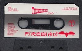 Cartridge artwork for Thunderbirds on the Sinclair ZX Spectrum.
