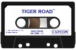 Cartridge artwork for Tiger Road on the Sinclair ZX Spectrum.