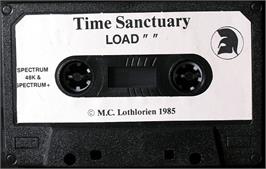 Cartridge artwork for Time Sanctuary on the Sinclair ZX Spectrum.