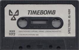 Cartridge artwork for Timebomb on the Sinclair ZX Spectrum.