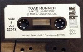 Cartridge artwork for Toad Runner on the Sinclair ZX Spectrum.