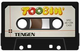 Cartridge artwork for Toobin' on the Sinclair ZX Spectrum.