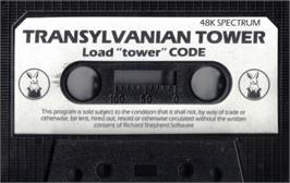 Cartridge artwork for Transylvanian Tower on the Sinclair ZX Spectrum.