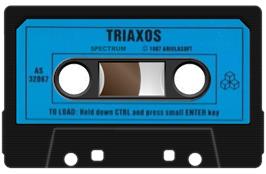 Cartridge artwork for Triaxos on the Sinclair ZX Spectrum.