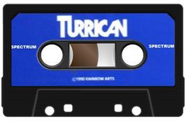 Cartridge artwork for Turrican on the Sinclair ZX Spectrum.