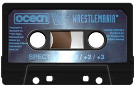 Cartridge artwork for WWF Wrestlemania on the Sinclair ZX Spectrum.