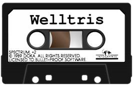 Cartridge artwork for Welltris on the Sinclair ZX Spectrum.
