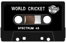 Cartridge artwork for World Cricket on the Sinclair ZX Spectrum.