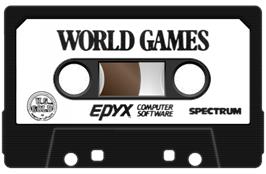 Cartridge artwork for World Games on the Sinclair ZX Spectrum.