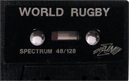 Cartridge artwork for World Rugby on the Sinclair ZX Spectrum.