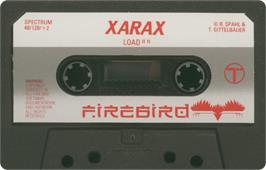 Cartridge artwork for Xarax on the Sinclair ZX Spectrum.