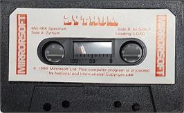 Cartridge artwork for Zythum on the Sinclair ZX Spectrum.