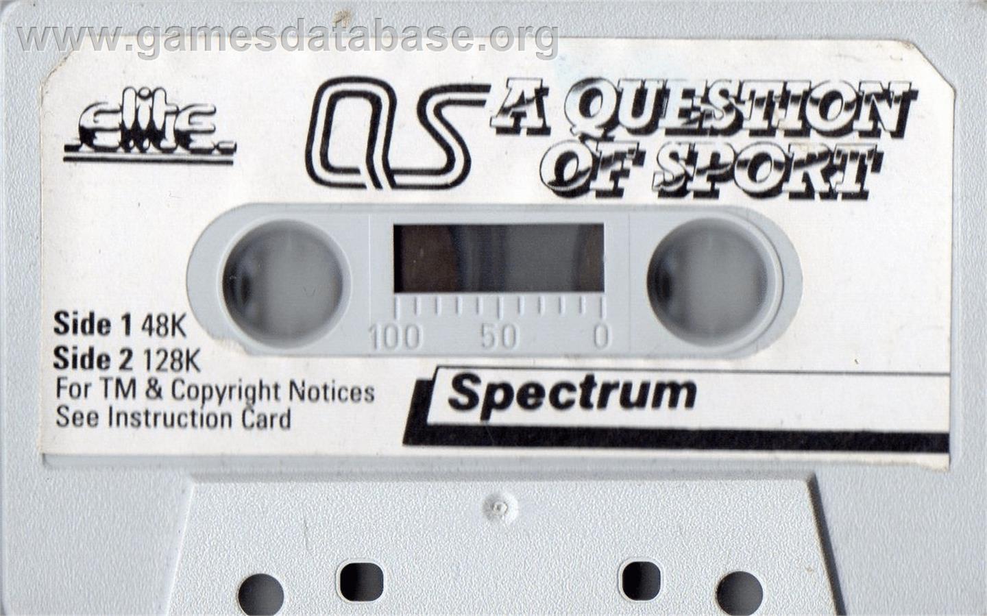 A Question of Sport - Sinclair ZX Spectrum - Artwork - Cartridge