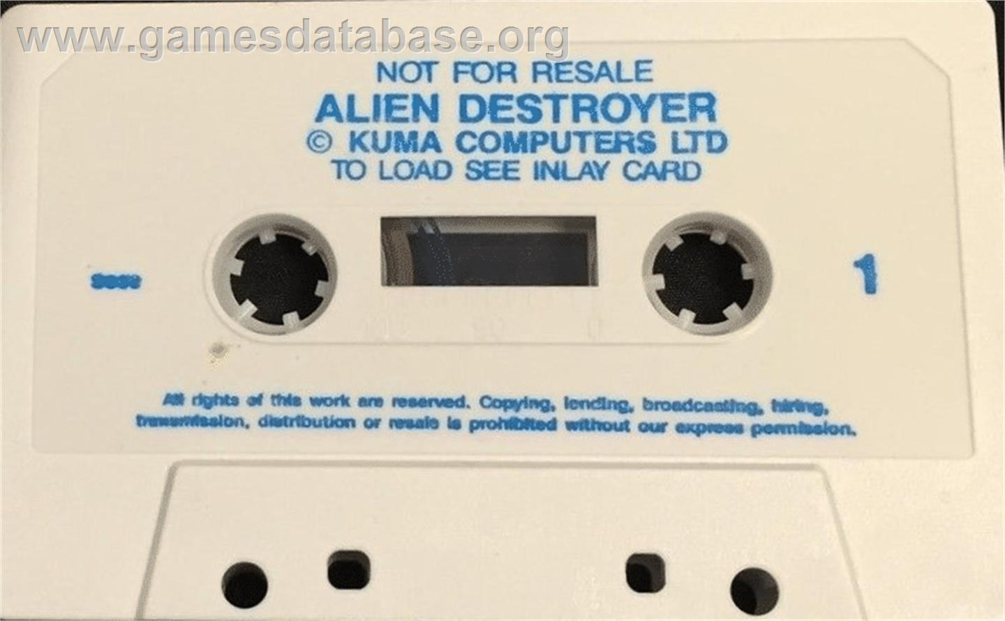 Alien Destroyer - Sinclair ZX Spectrum - Artwork - Cartridge
