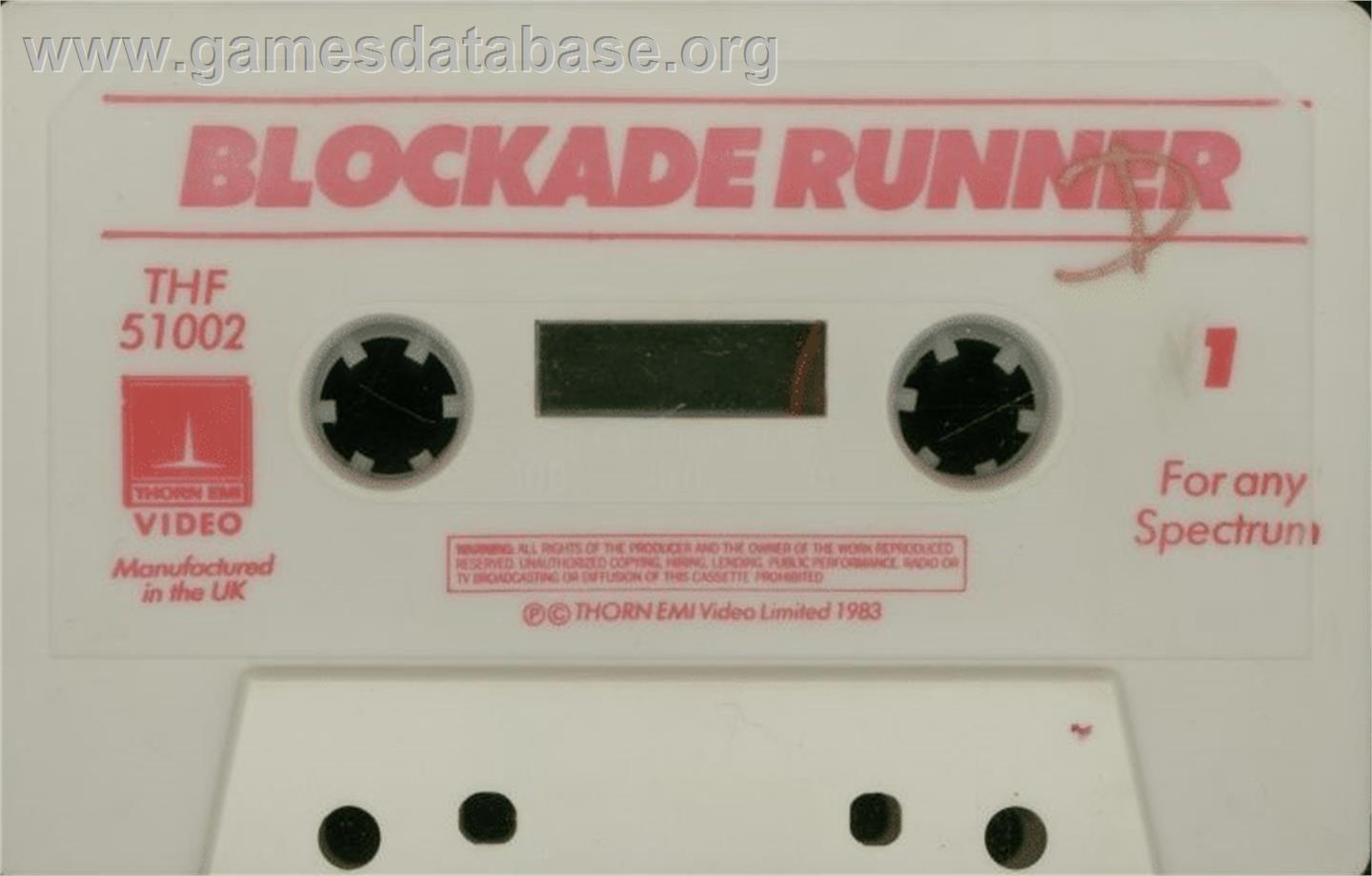 Blockade Runner - Sinclair ZX Spectrum - Artwork - Cartridge