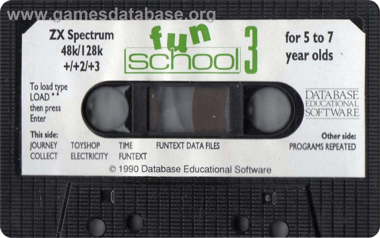 Fun School 3: for 5 to 7 Year Olds - Sinclair ZX Spectrum - Artwork - Cartridge