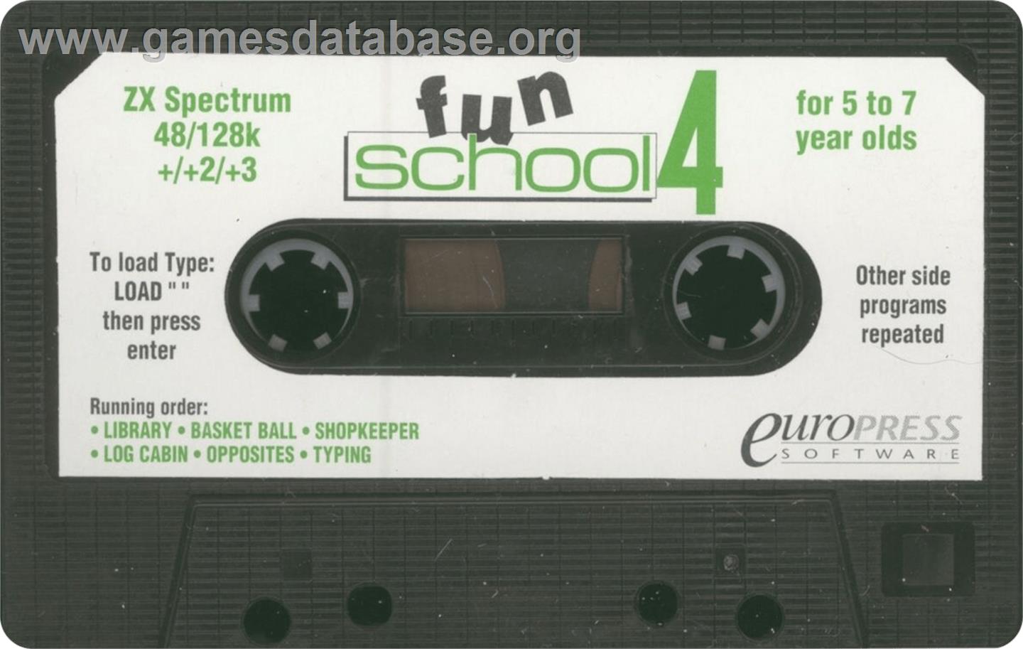 Fun School 4: for 5 to 7 Year Olds - Sinclair ZX Spectrum - Artwork - Cartridge