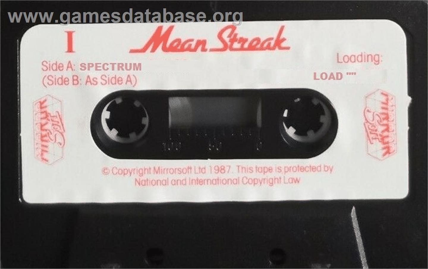 Mean Streak - Sinclair ZX Spectrum - Artwork - Cartridge