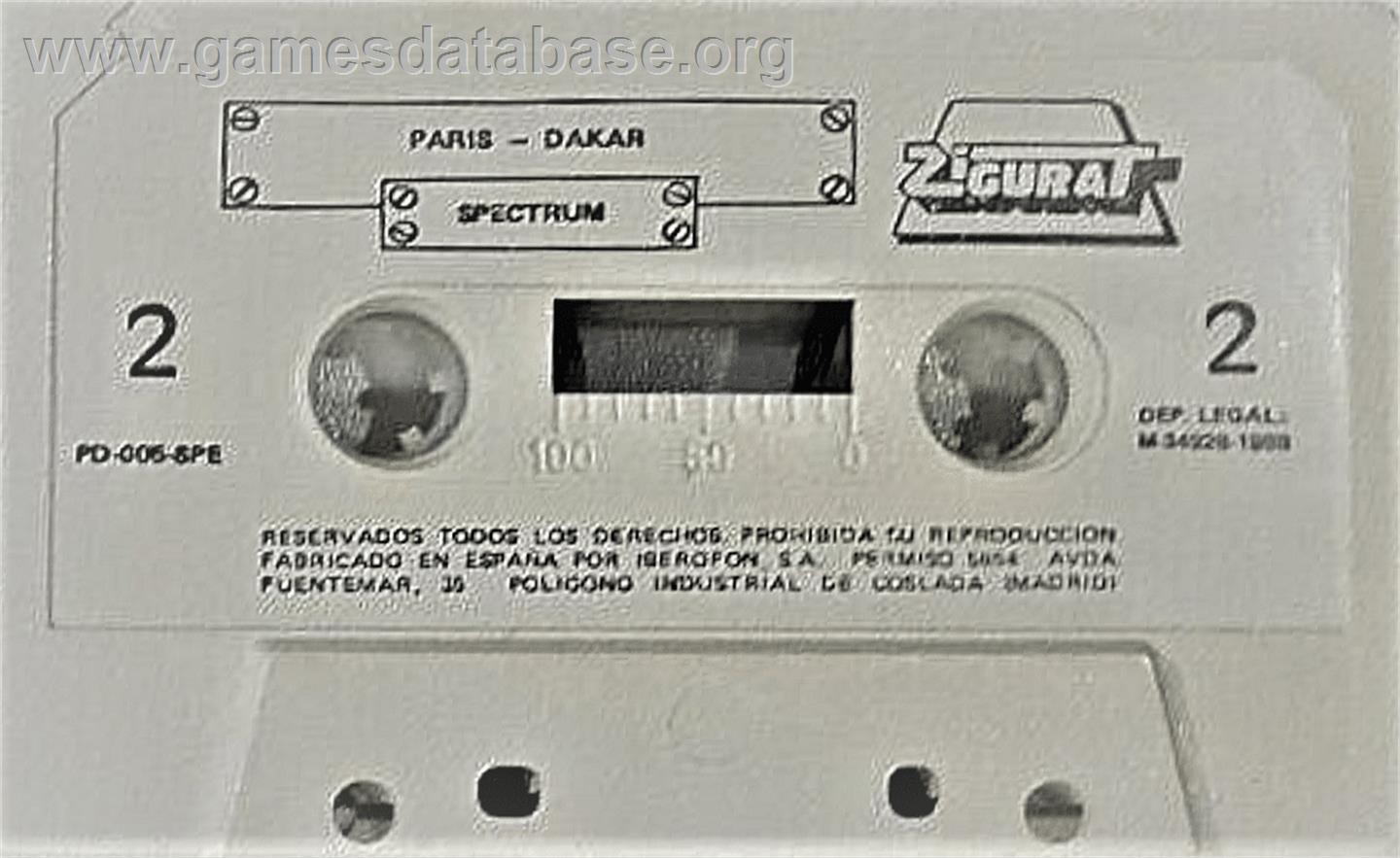 Paris-Dakar - Sinclair ZX Spectrum - Artwork - Cartridge