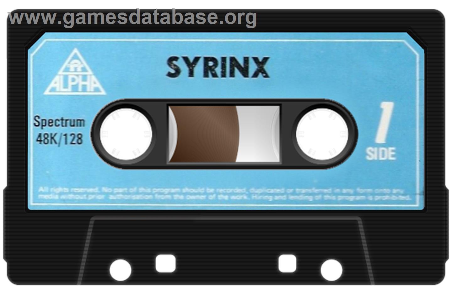 Tomb of Syrinx - Sinclair ZX Spectrum - Artwork - Cartridge