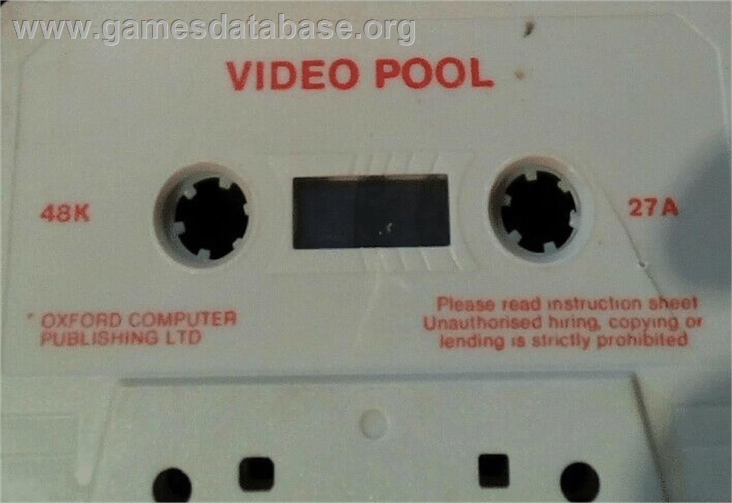 Video Pool - Sinclair ZX Spectrum - Artwork - Cartridge