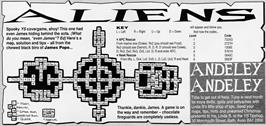 Game map for Aliens (ZX Computing) on the Sinclair ZX Spectrum.