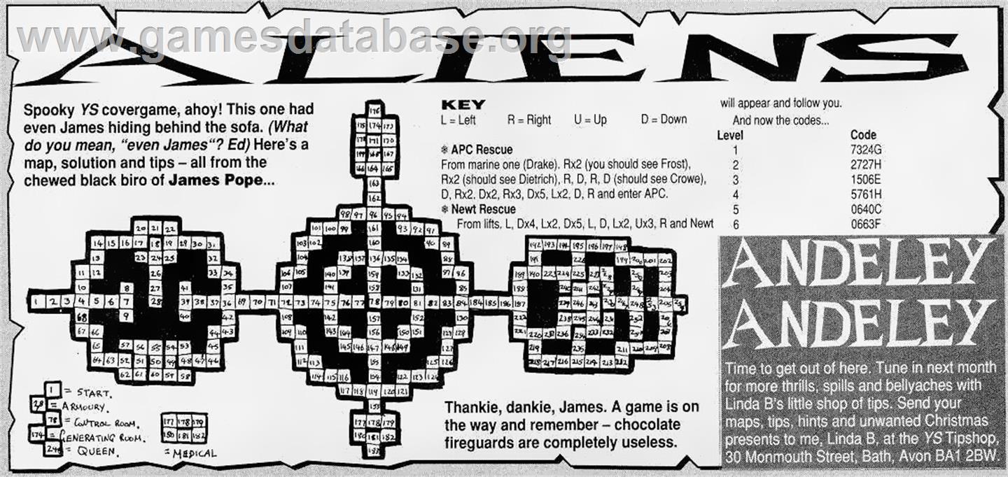 Aliens: The Computer Game - Sinclair ZX Spectrum - Artwork - Map