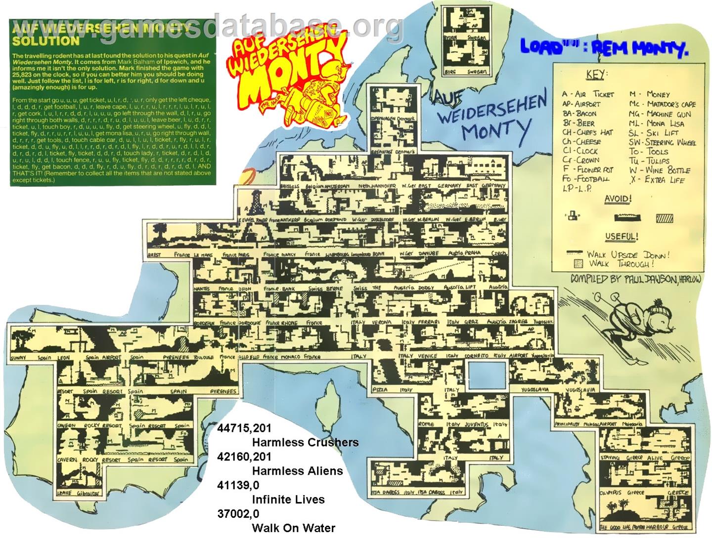 Auf Wiedersehen Monty - Sinclair ZX Spectrum - Artwork - Map