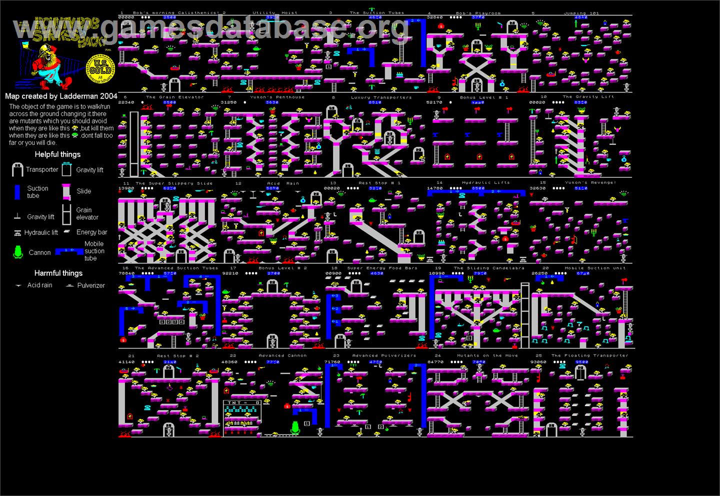 Bounty Bob Strikes Back! - Atari 5200 - Artwork - Map