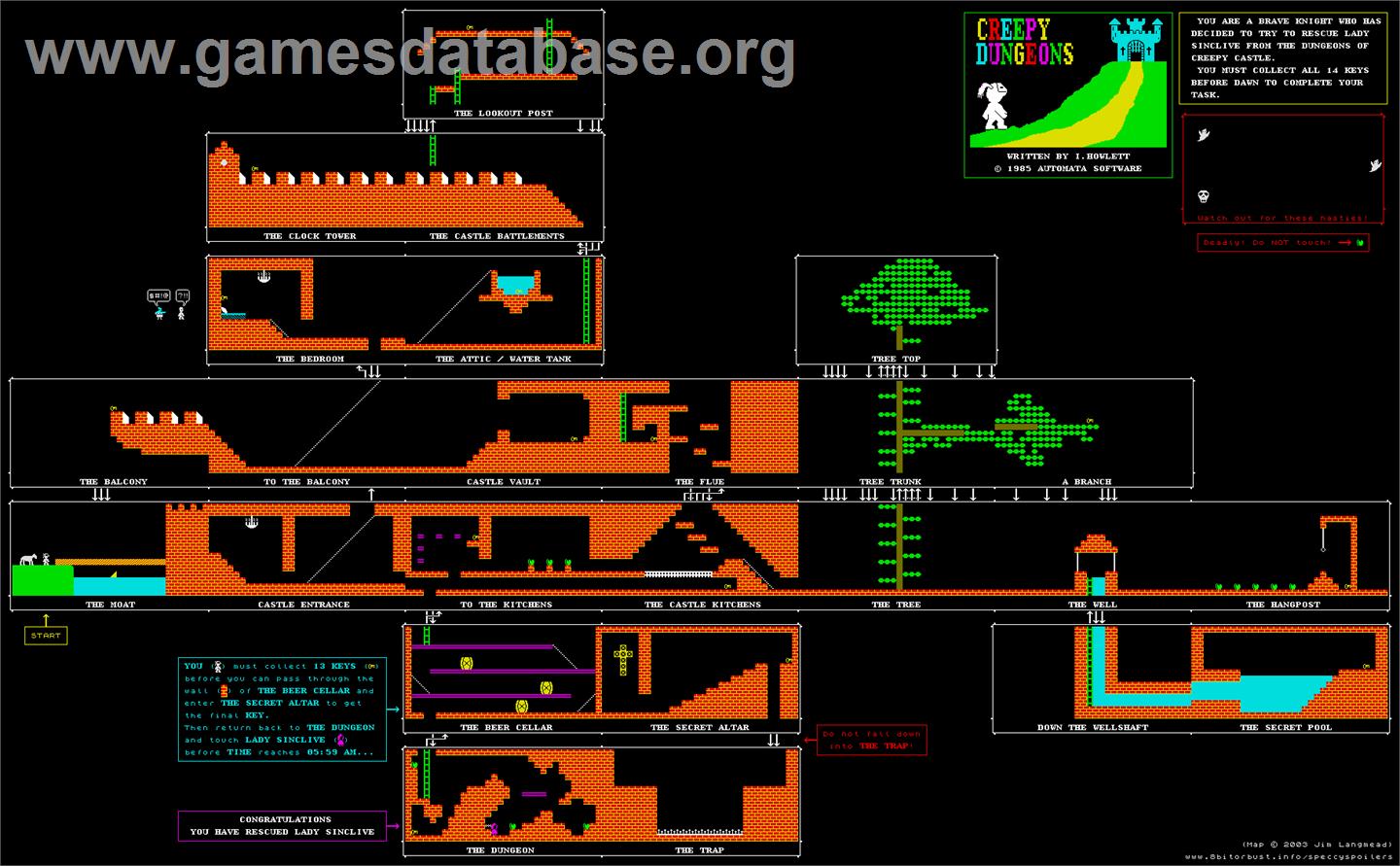 Creepy Dungeons - Sinclair ZX Spectrum - Artwork - Map