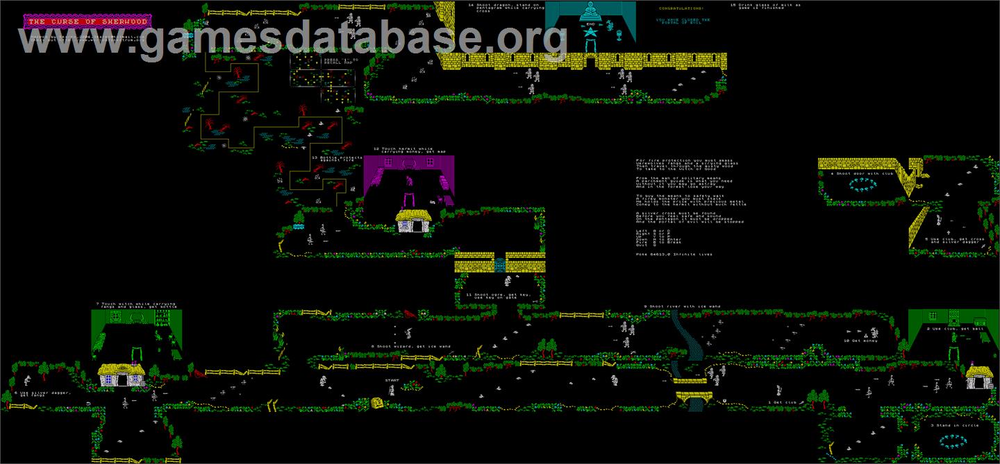Curse Of Sherwood, The - Commodore 64 - Artwork - Map