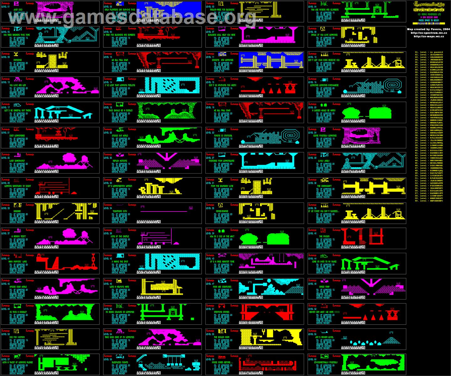 Lemmings - Amstrad CPC - Artwork - Map