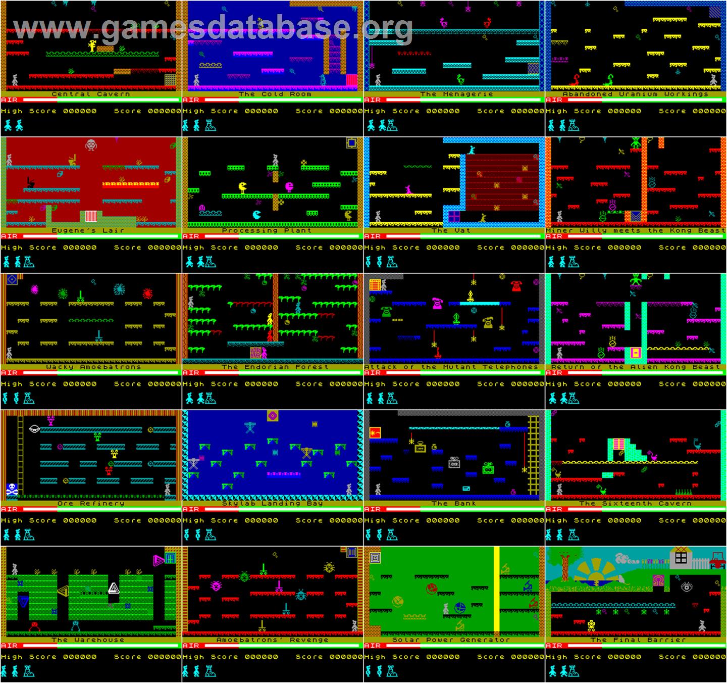 Manic Miner - Sinclair ZX Spectrum - Artwork - Map