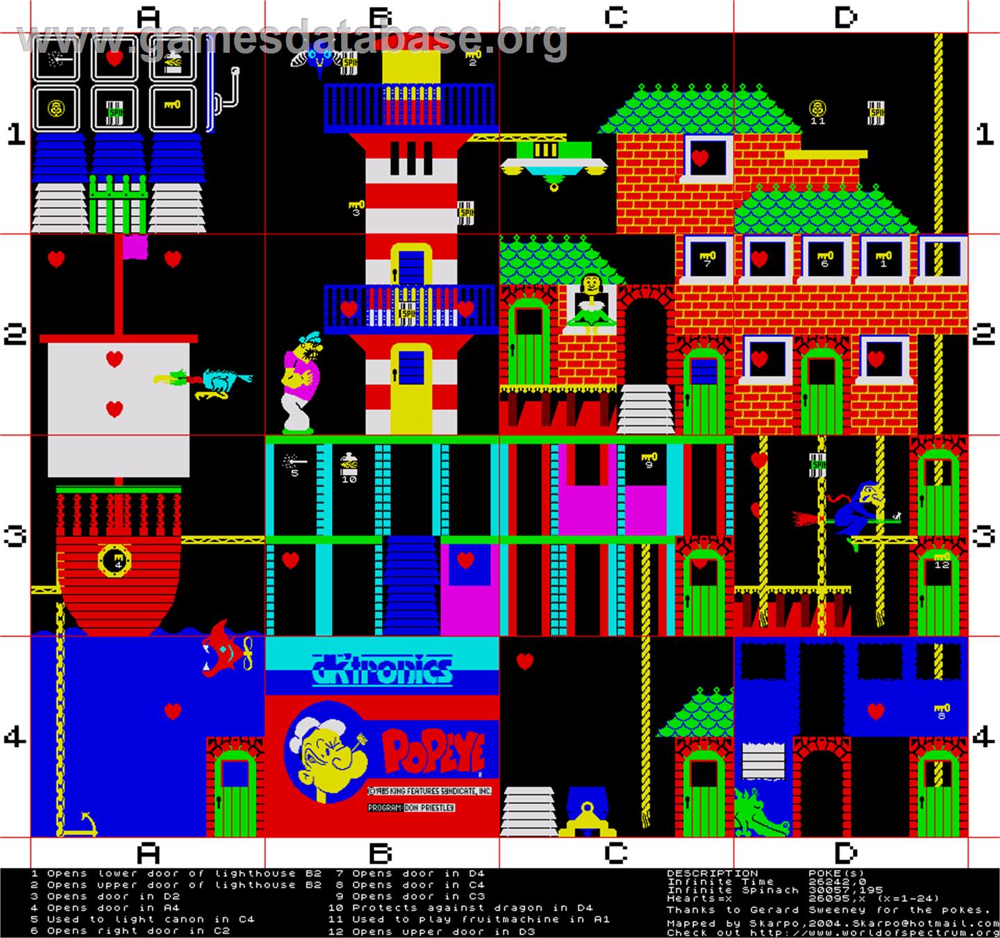 Popeye - Sinclair ZX Spectrum - Artwork - Map