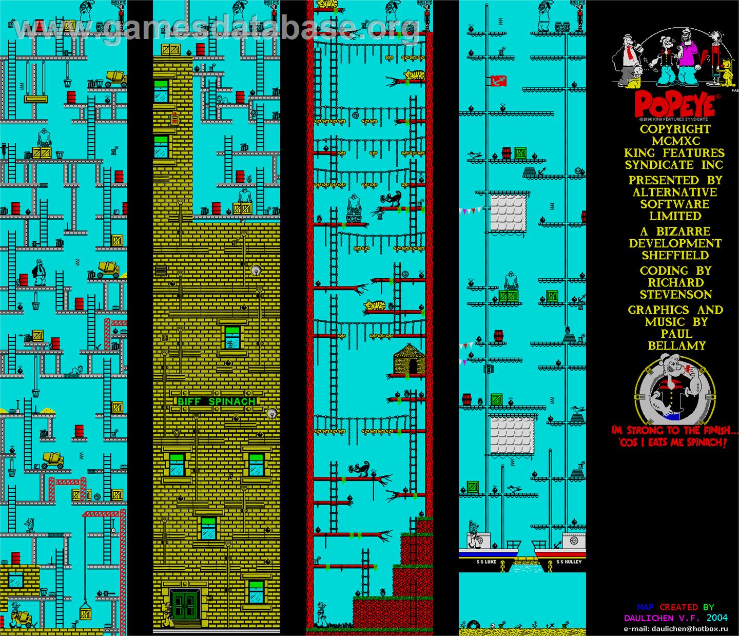 Popeye 2 - Sinclair ZX Spectrum - Artwork - Map