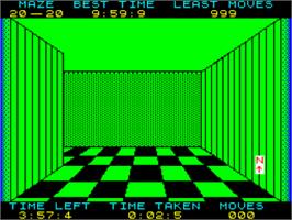 In game image of 3D Maze (Impact Software) on the Sinclair ZX Spectrum.